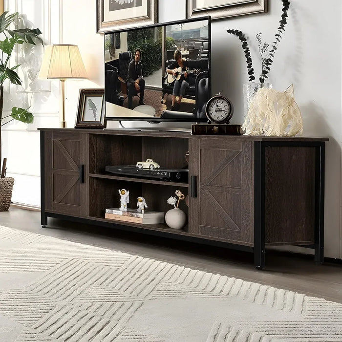Bedroom Tv Stand Living Room Furniture Entertainment Center for Living Room TV Stand With Stable Metal Frame Dark Brown Cabinet