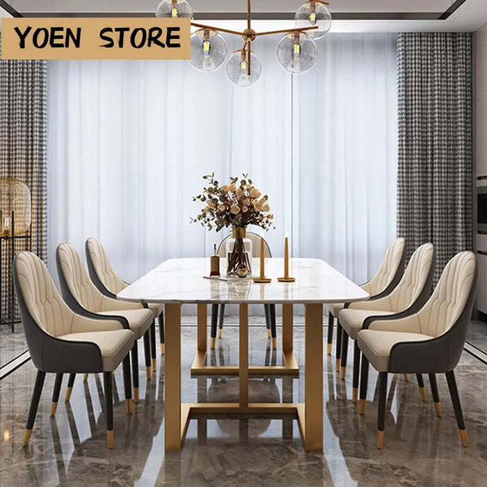 Northern Europe Dining Table set 6 Modern Chairs Small Apartment Creative Stainless Steel mesa de comedor furniture GY50CZ