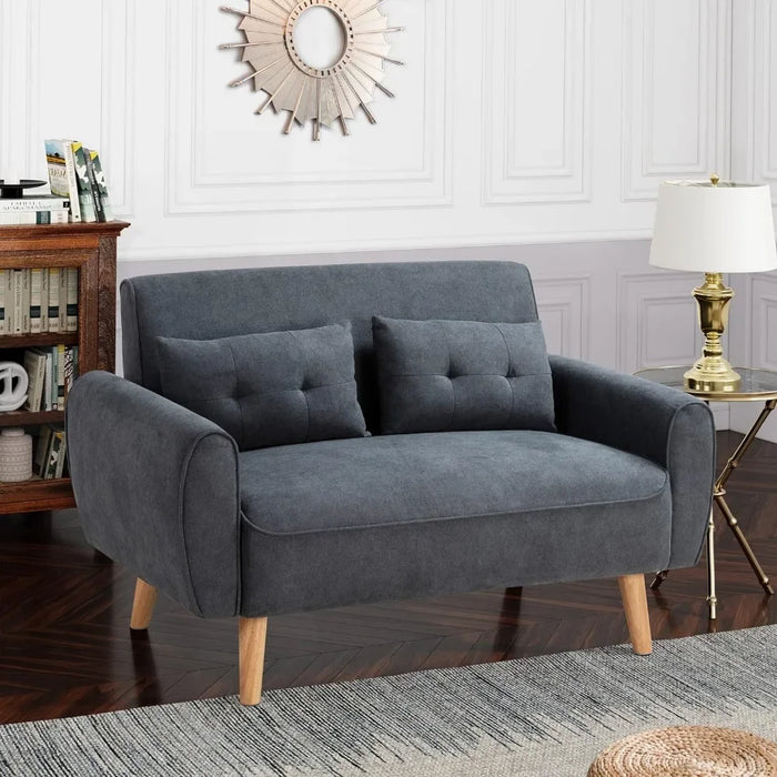 living room sofas 47" Loveseat Wood Sofa, Brown, Easy Assembly, Comfortable Cushions couch sofas