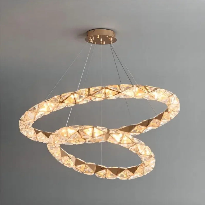 Modern LED Diamond Ceiling Chandeliers K9 Pendent Lamp Luxury Ring Living Dining Room Home Decor Hanging Light Luster Fixtures