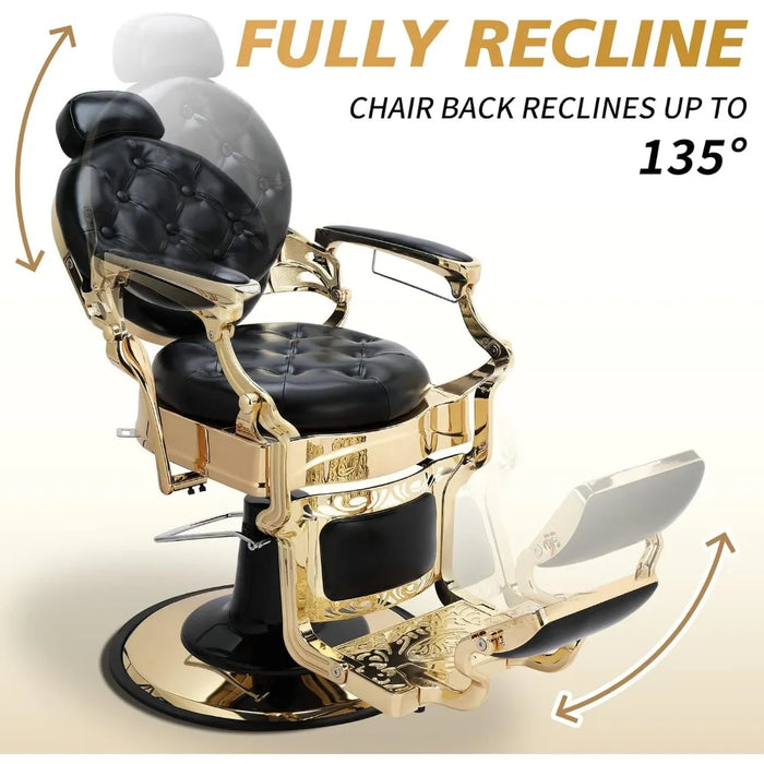 Vintage Barber Chair All Purpose Heavy Duty, Hydraulic Recline Salon Beauty Styling Chair Retro, 360 Degree Swivel,Furniture