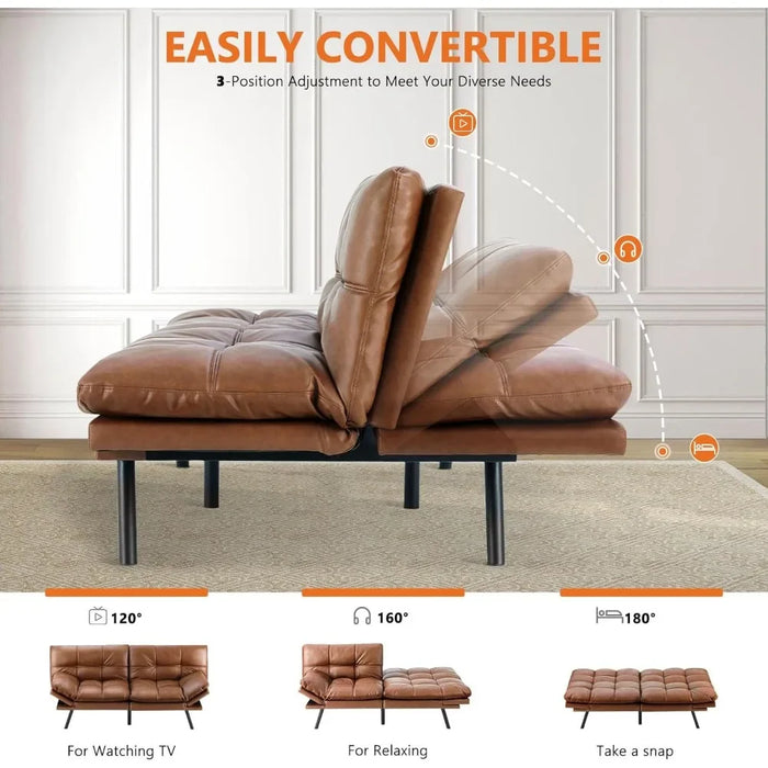 Sofa Bed Couch, Loveseat Sleeper Futon for Living Room, Foldable Memory Foam Furniture, Convertible Full Size Sofa