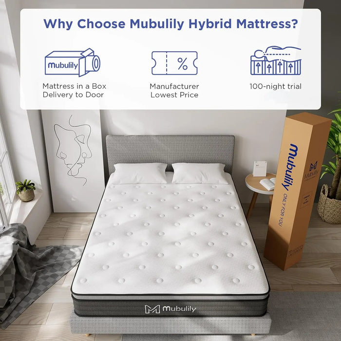 Gel Memory Foam Mattress,Individually Wrapped Pocket Coils Innerspring Mattress,Pressure Relief,Back Pain Relief,CertiPUR-US.