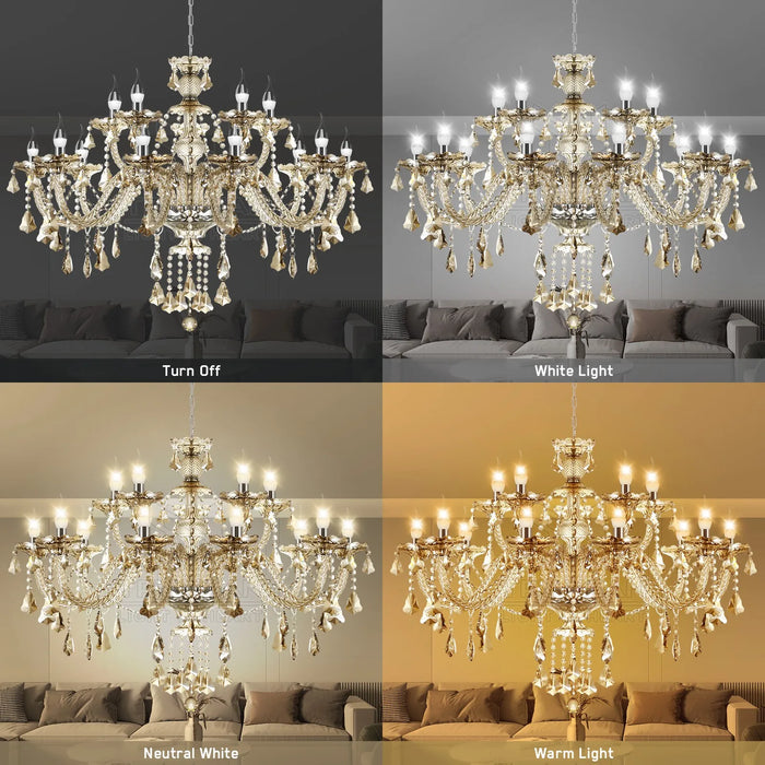 Chandelier Pendant Chandelier 15 Arms Crystal Cognac Color E14 Chandelier Bedroom Modern K9 Crystal For Living Room Corridor