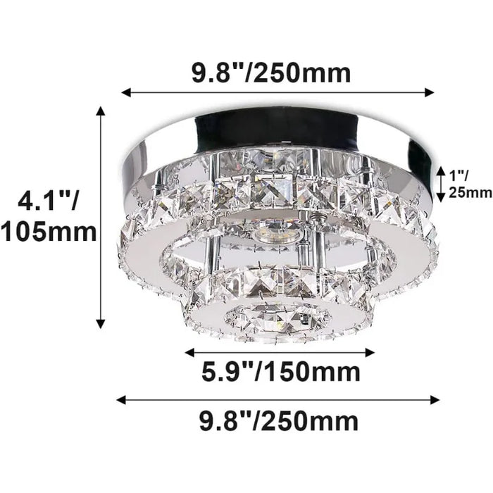 Cainjiazh Mini Chandelier LED Crystal Ceiling Light 2 Layers Flush Mount Ceiling Light Modern Chandelier