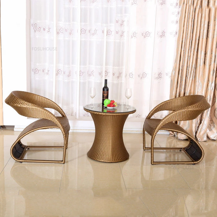 Outdoor Tables And Chairs Patio Garden Furniture Set Household Rattan Chair Three-Piece Leisure Outdoor Garden And Terrace Set