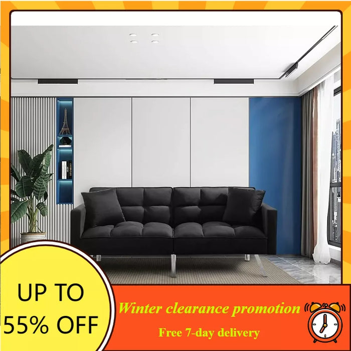 74''  Velvet Sofa Sleeper Couch Folding Sofa Bed for Living Room Apartment Lazy Double Furniture Home