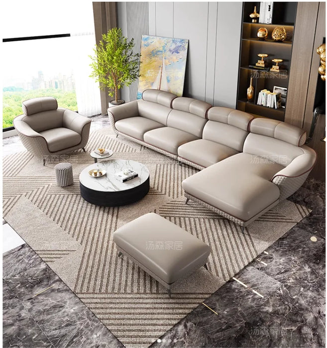 Light luxury leather sofa living room very simple modern size apartment furniture high-end first layer cowhide sofa