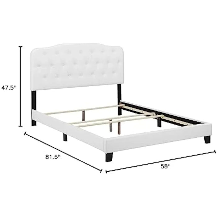 Modway Amelia Tufted Faux Leather Upholstered Full Platform Bed, Bedroom Furniture, Bed Frame