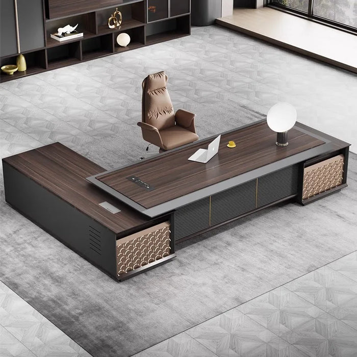 Luxury Office Desk Computer Storage L Shaped Wooden Desktops Standing Drawers Desk Table Executive Mesa Escritorio Desk Supplies