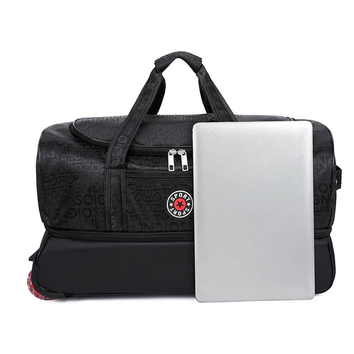 Large Capacity Lightweight Oxford Roller Trolley Case Overseas Travel Shipping Luggage Extendable Moving Bag Storage Backpack