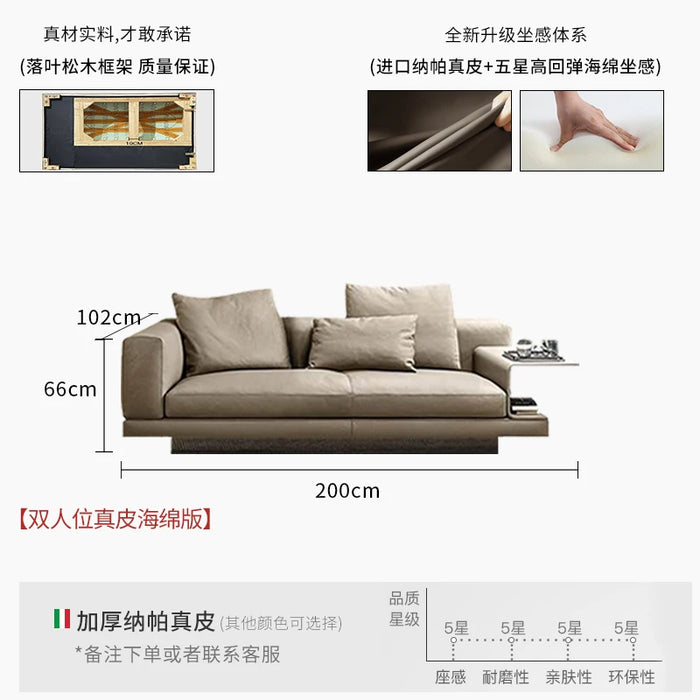 Customized Italian minimalist sofa Italian high-end grand villa large living room modern luxury leather sofa