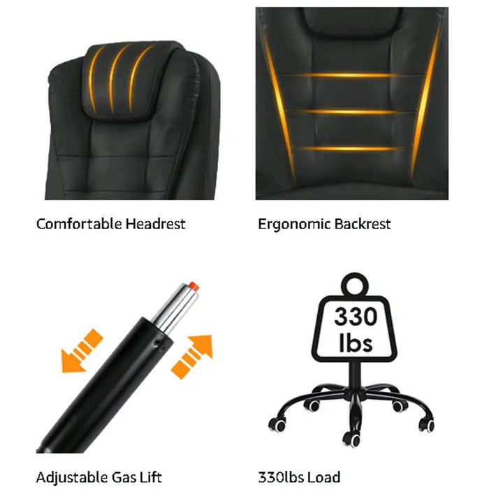 Hommpa Adjustable Executive Massage Office Chair Reclining High Back Big Tall Leather Ergonomic Swivel Task Chair with Footrest