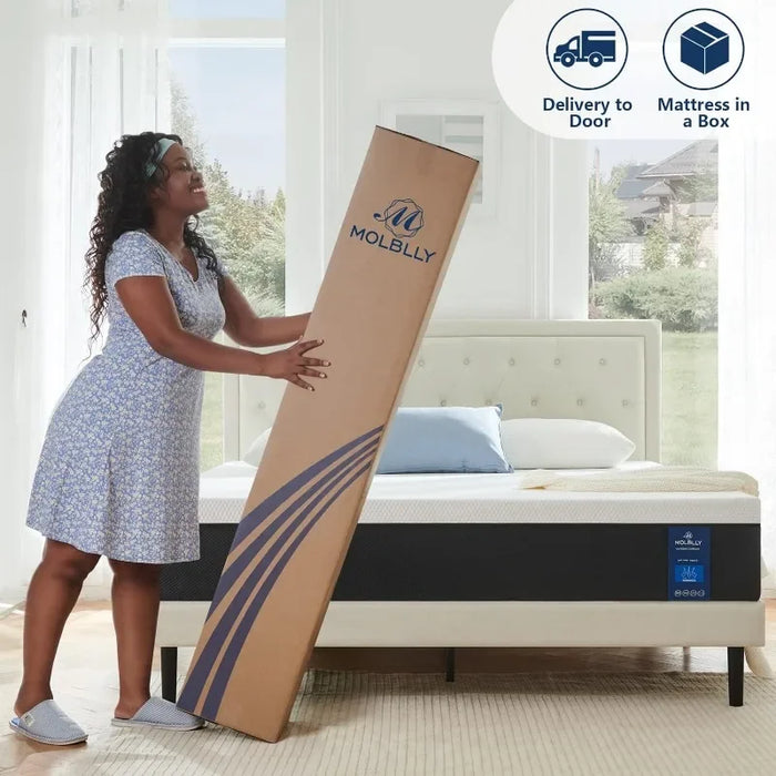 10 Inch Black Premium Cooling-Gel Memory Foam Mattress Bed in A Box, Cool Queen Bed Supportive & Pressure Relief with Breathable