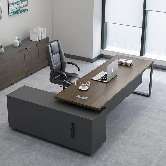 Dark Wood Reception Office Desk L Shaped Vanity Home Drawers Computer Desks Gaming Conference Study Mesa Escritorio Furniture