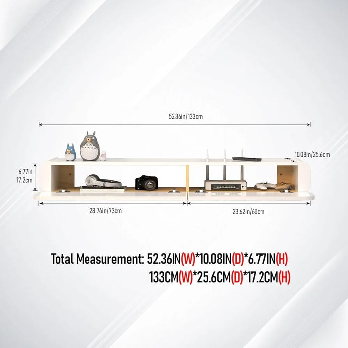 52'' High Gloss Wall Mounted TV Cabinet, Floating TV Shelves，Modern Entertainment Media Console Center Large Storage TV Bench