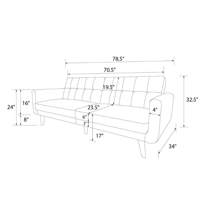 Better Homes & Gardens Nola Modern Futon, Camel Faux Leather