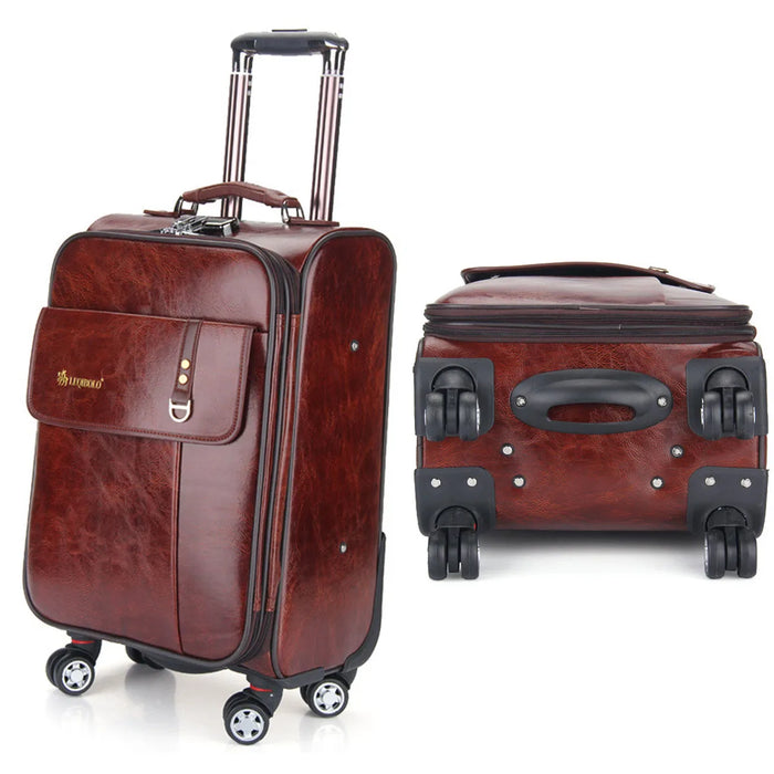 20" 24 Inch Travel Carry-on Wheeled  Luxury PU Suitcase Trolley Rolling Luggage Bag Boarding Case Free Shipping