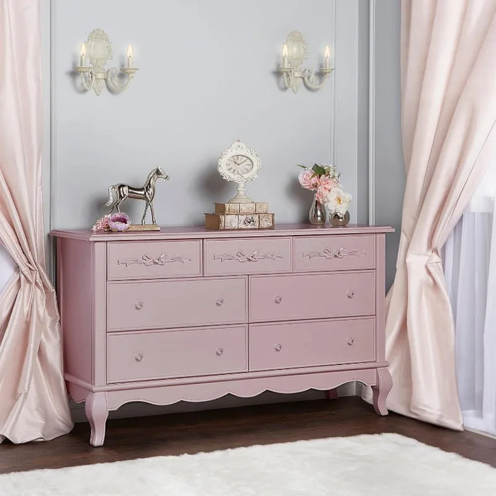 Evolur Aurora Dresser, 54x20.3x34 Inch (Pack of 1), Dusty Rose Bedroom Furniture›Dressers