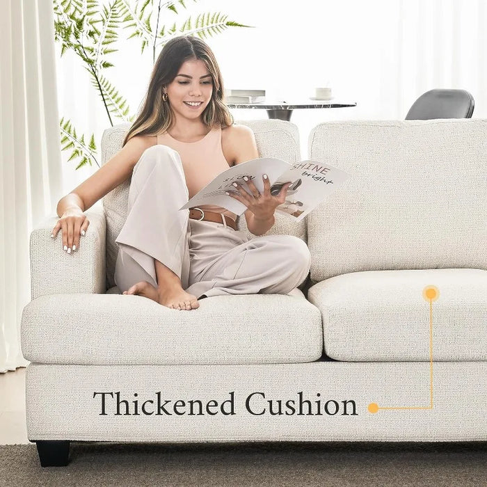 Sofa, Comfy Sofa Couch with Extra Deep Seats, Modern Sofa- 3 Seater Sofa, Couch for Living Room Apartment Lounge, Beige Chenille