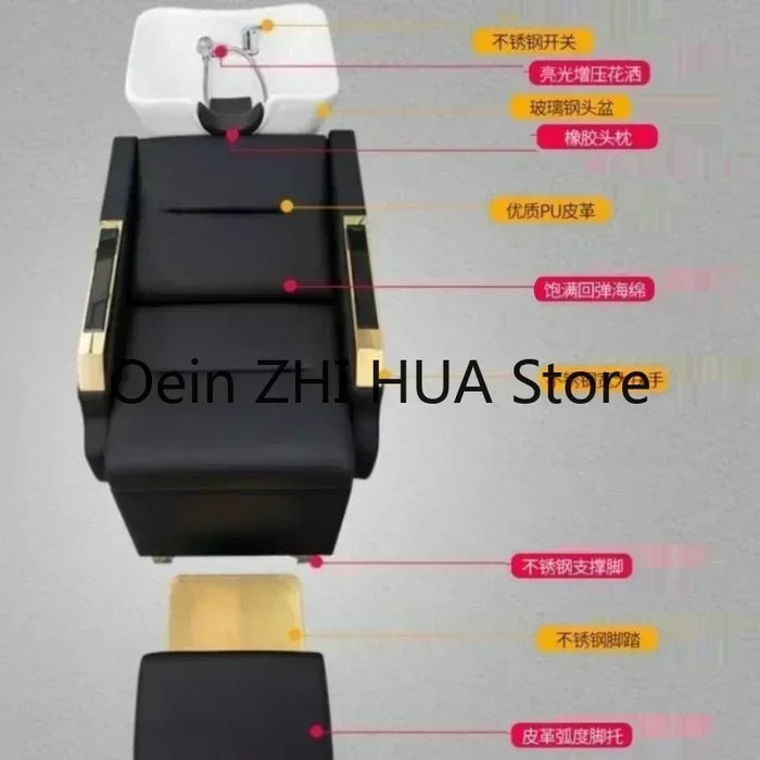 Hairdressing Massage Shampoo Chair Fashion Simplicity Hair Salon Dedicated Half Lying Shampoo Chair Lavacabezas Furniture QF50SC