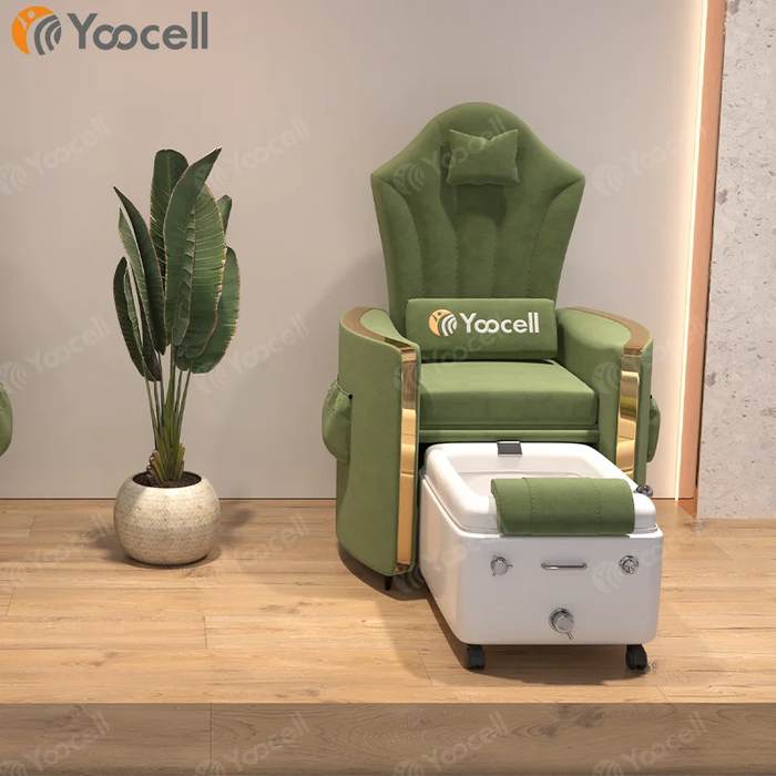 Yoocell top sales beauty salon furniture luxury green color pedicure foot spa massage chairs magnetic jet for nail salon
