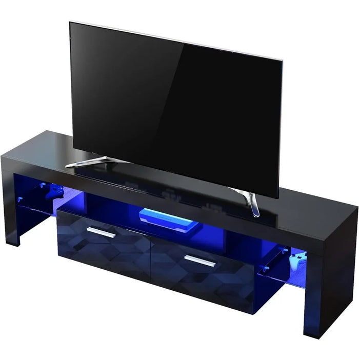 Tv Stand Living Room Furniture Free Shipping Modern Black TV Cabinet for TV Table With Storage and Glass Open Bedroom Shelf Home