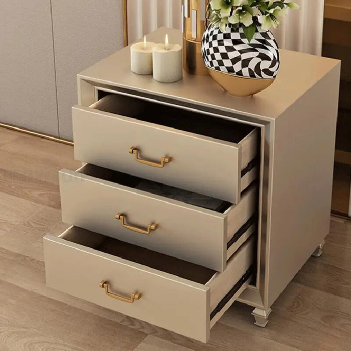 Luxury Style Bedroom Frame Set Solid Wood High Elastic Sponge Leather Bedside Table Large Storage Comfortable Double Bed Supplie