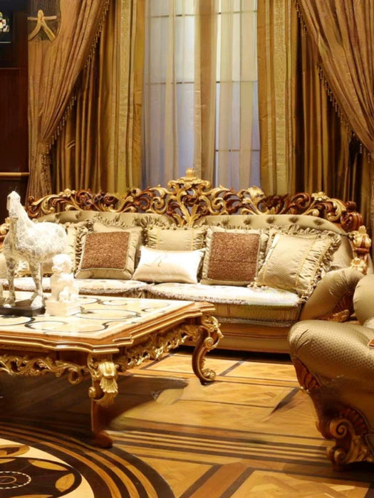 Luxury Solid Wood Carved Sofa Combination Sofa Villa Living Room Furniture