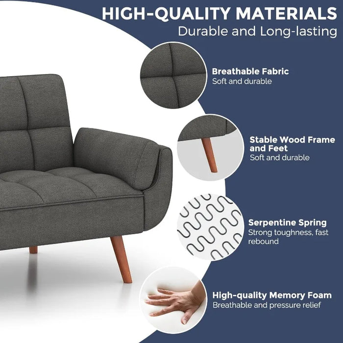 Futon Sofa Bed-Convertible Couch Loveseat Sleeper for Living Room, Bedroom, Studio, Apartment, Dorm, Home Office