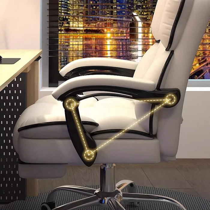 Modern Computer Office Chair White Bedroom High Back Long Sitting Armchair Elastic Steel Pulley Silla Gamer Furniture Decoration