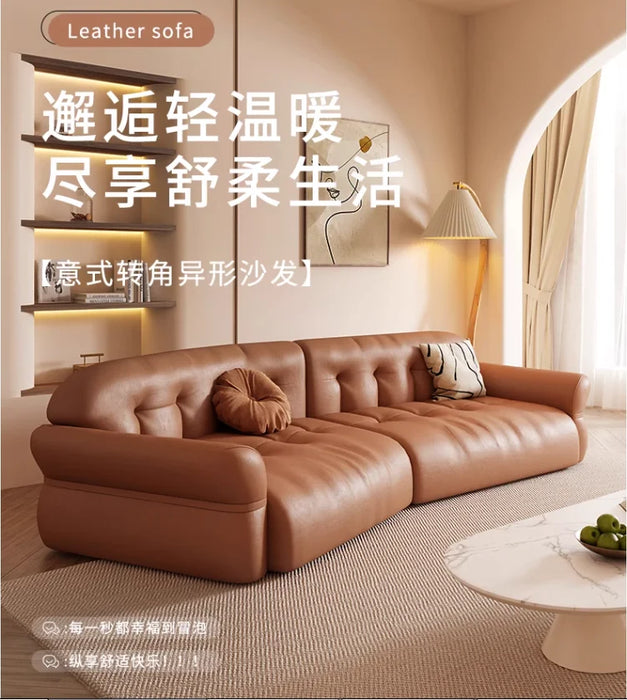 Italian modern simple living room corner curved soft bag shaped sofa