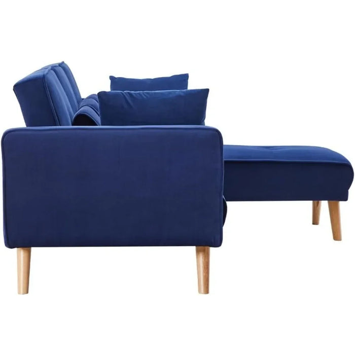Modular Sofa Set for Living Room, Convertible Folding Futon Sofa Bed with 3 Pillows and 3 Backrest Settings -120°/150°/180°,blue