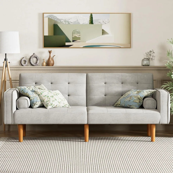 Sofa Bed Convertible Sectional Sleeper Couch, Small Lounge for Living Room, Study and Bedroom, Light Gray Free Shipping