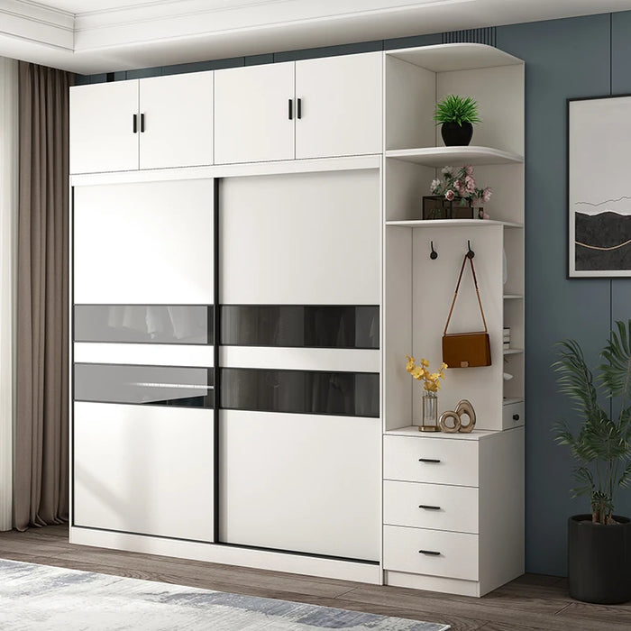 Nordic sliding door wardrobe simple modern assembly household bedroom sliding door wardrobe small family storage cabinet