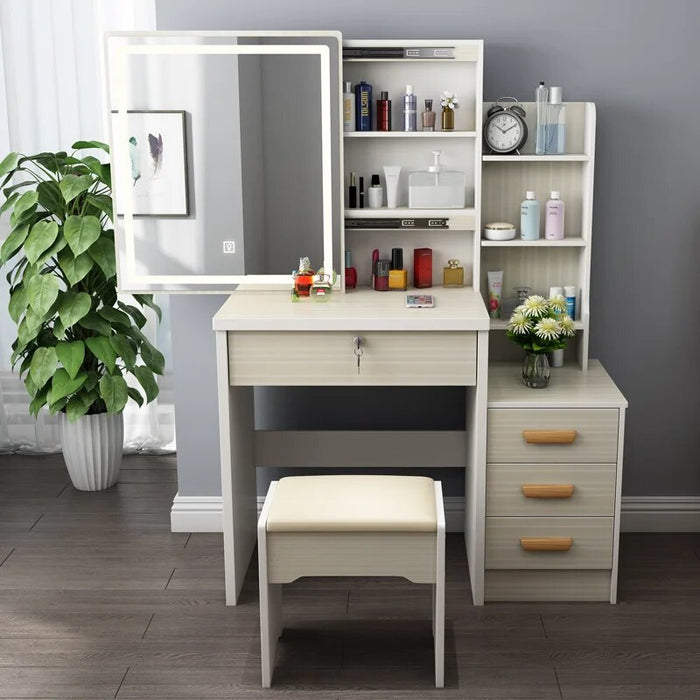 New Modern Dressing Table Cabinet Dressing Cabinet Apartment White Desk Bedroom Vanity Desk Light Mirror Dresser Home Furnitures