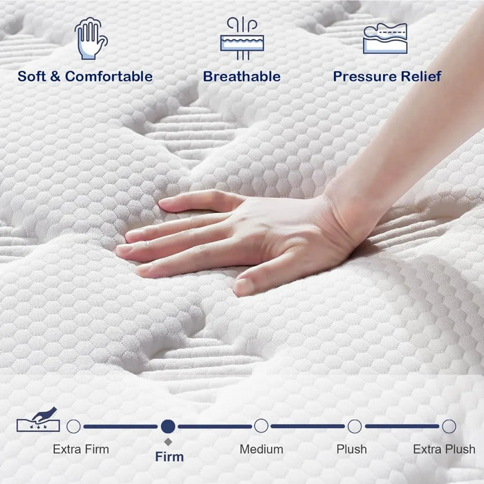King Size Mattress ,12 Inch Hybrid King Mattresses in a Box, High density Memory Foam and Independent Pocket Springs, Mattress