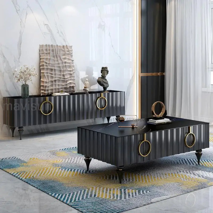 Italian High-End Light Luxury Floor Cabinet Modern Minimalist Home Living Room Furniture Large Villa New Rock Board Tv Stands