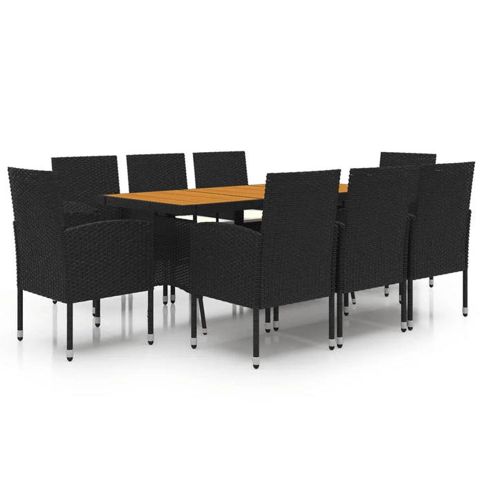 9 Piece Patio Dining Set Poly Rattan Black A Outdoor Table and Chair Sets Outdoor Furniture Sets