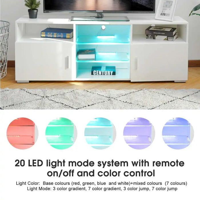 Modern RGB LED TV Stand Cabinet Living Room Furniture Fit for up to 65inch TV Screens High Capacity TV Console for Living Room