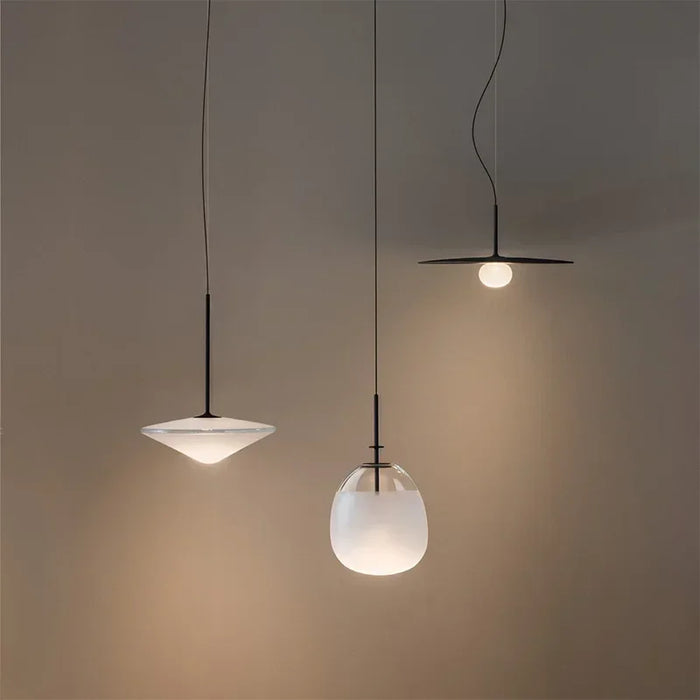 Led Lamp Home Decor Nordic Simple Pendant Light Glass Art Single Head Bedside Chandelier for Bedroom Dining Room Fixture SANDYHA