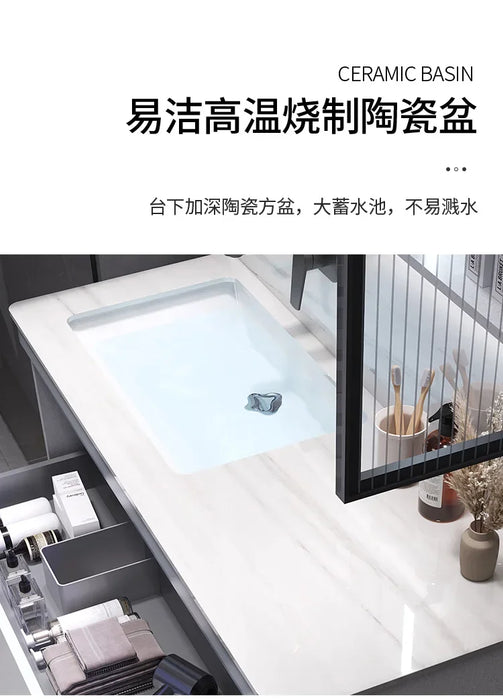 Nordic Bathroom Vanity Cabinet With Sink Furniture Combination Set Modern Minimalist Washstand Stone Slab One Basin Hand Wash