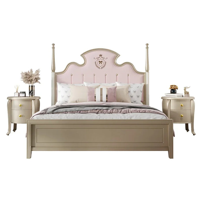 American style soft bag princess bed 1.8m master bedroom double bed French solid wood bed Light luxury modern minimalist girl be