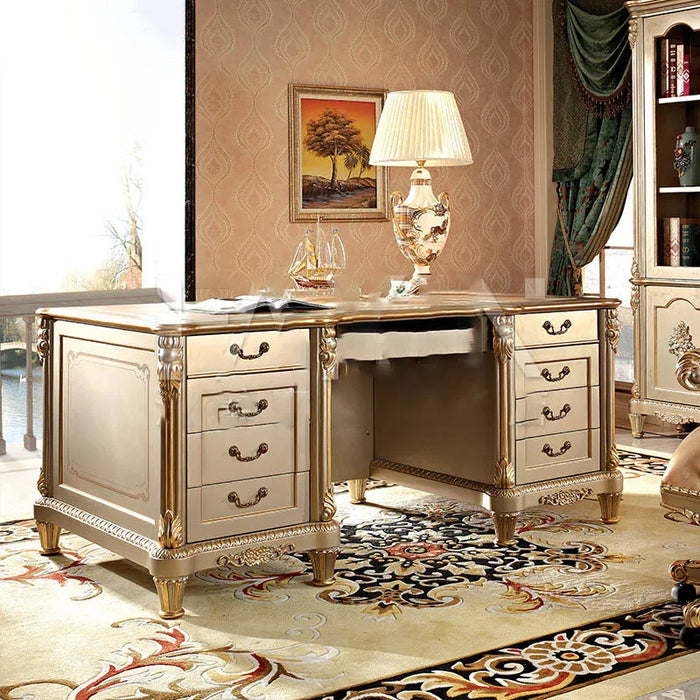 European-style solid wood desk desk large family luxury European-style desk boss desk villa study furniture