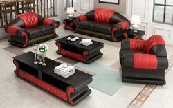 Factory cost leather sofa for living room black and red leather sofas set 123 sectional