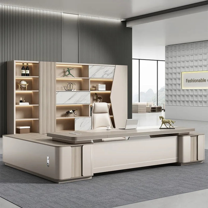 Solid wood Office Desk Boss Table and Chair Combination Manager Boss Table Modern Minimalist Office Furniture Large Desks