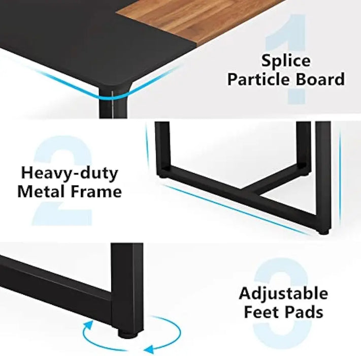 Tribesigns 70.86'' Executive Desk, Large Office Computer Desk with Strong Metal Frame, Wooden Workstation Business Furniture, 8