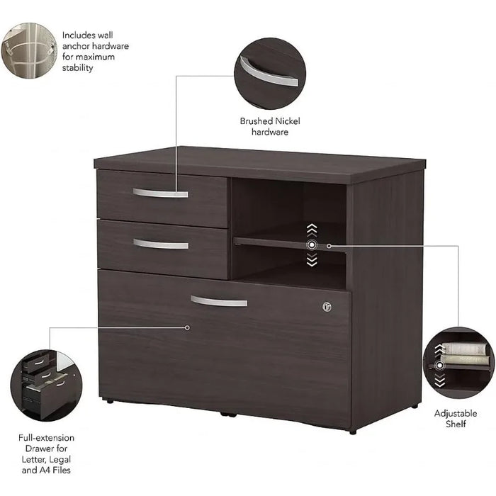 Bush Business Furniture Studio C Office Storage Cabinet with Drawers and Shelves