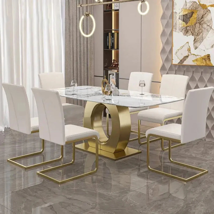 Northern European Light Luxury Rock Board Table White Hotel Combination Creative Dining Mesa De Cozinha Minimalist Furniture