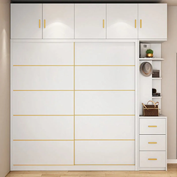 White Wardrobes Home Sliding Door Vanity Makeup Storage Wooden Doors Handle Closet Individual Guarda Roupas Bedroom Furniture